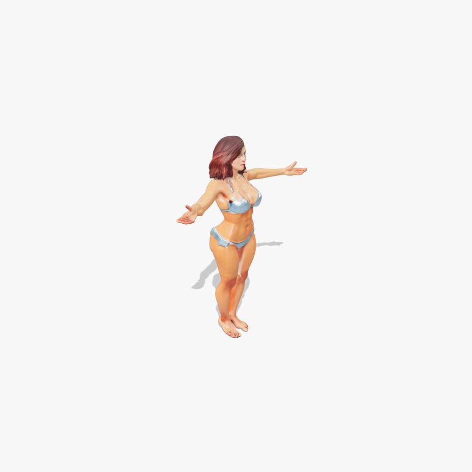 D Beachwear Character Rigged and Animated Model