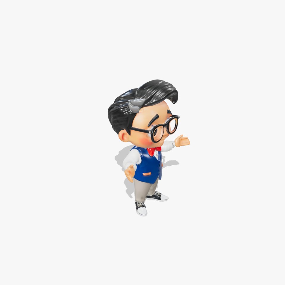 Young Scholar Character Rigged and Animated with Glasses and Bowtie