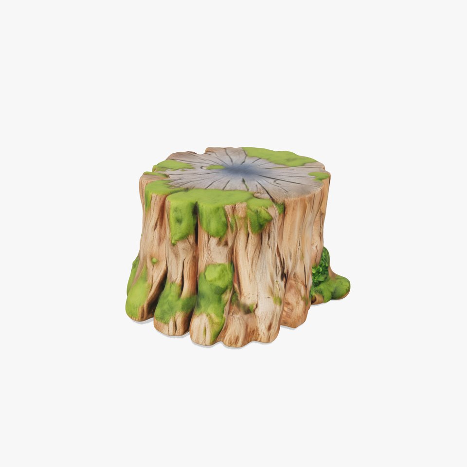 Mossy Tree Stump Model Pack for Games and Environments