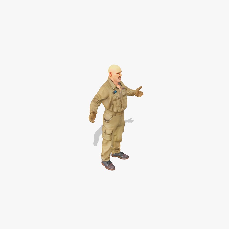 Bald Maintenance Worker D Model Rigged and Animated