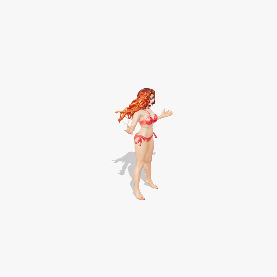 RedHaired Beachwear Character Model Rigged and Animated