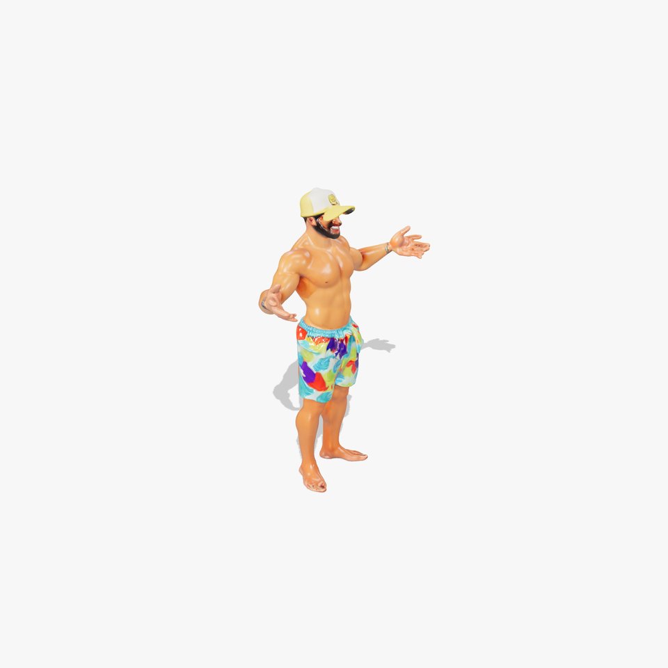 Beach Guy Rigged and Animated D Character Model