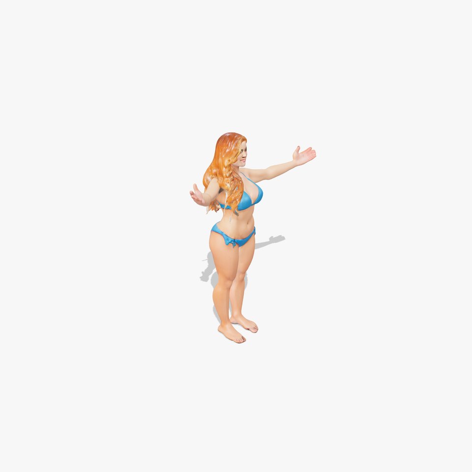 Blue Bikini Female Character Model Rigged and Animated