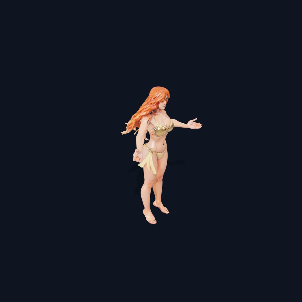 Beach Warrior Rigged and Animated D Character Model