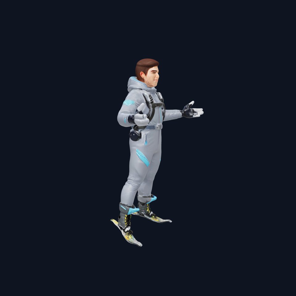 Skiing Adventurer Rigged and Animated D Character Model