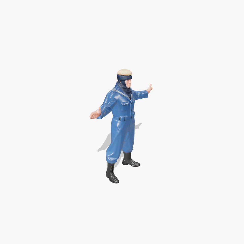 Blue Sailor Rigged and Animated Character Model for Games