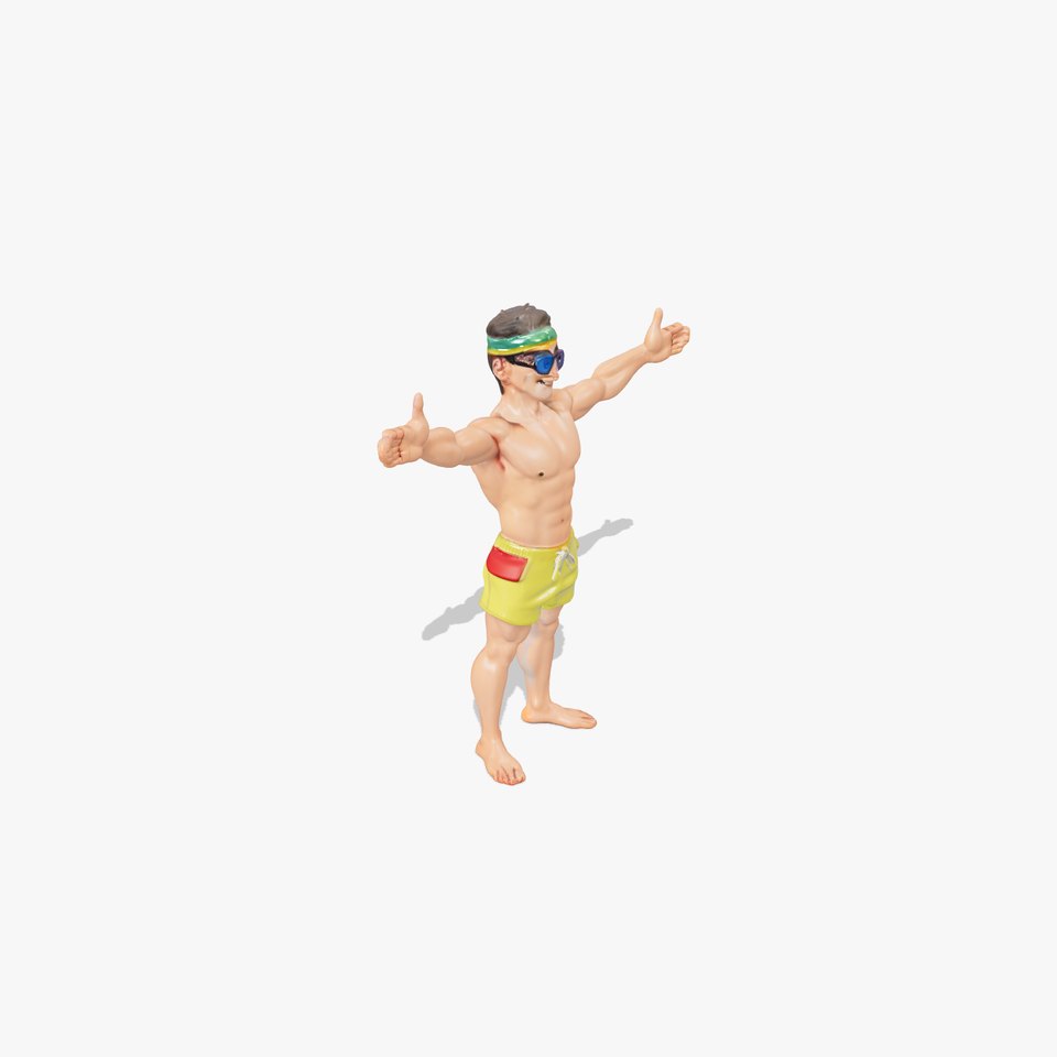 Animated Surfer Kid D Character Rigged and Animated