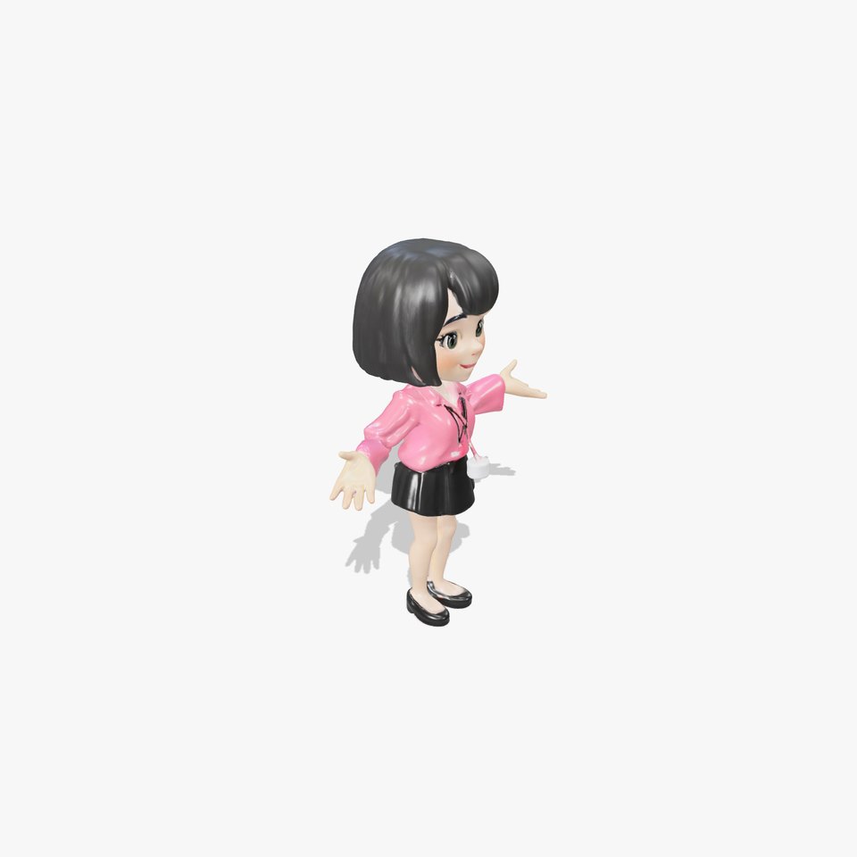 D Rigged and Animated Female Character in Pink Blouse