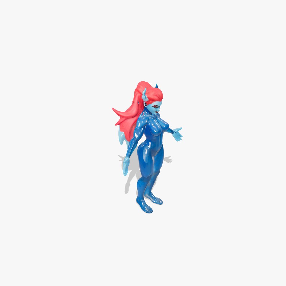 Mystic Fiend  Rigged and Animated D Character Model with Red Hair