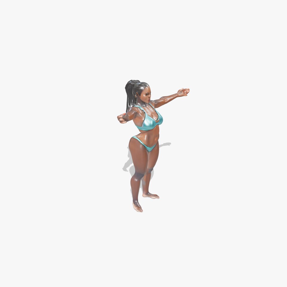 Athletic Female Character in Bikini Rigged and Animated