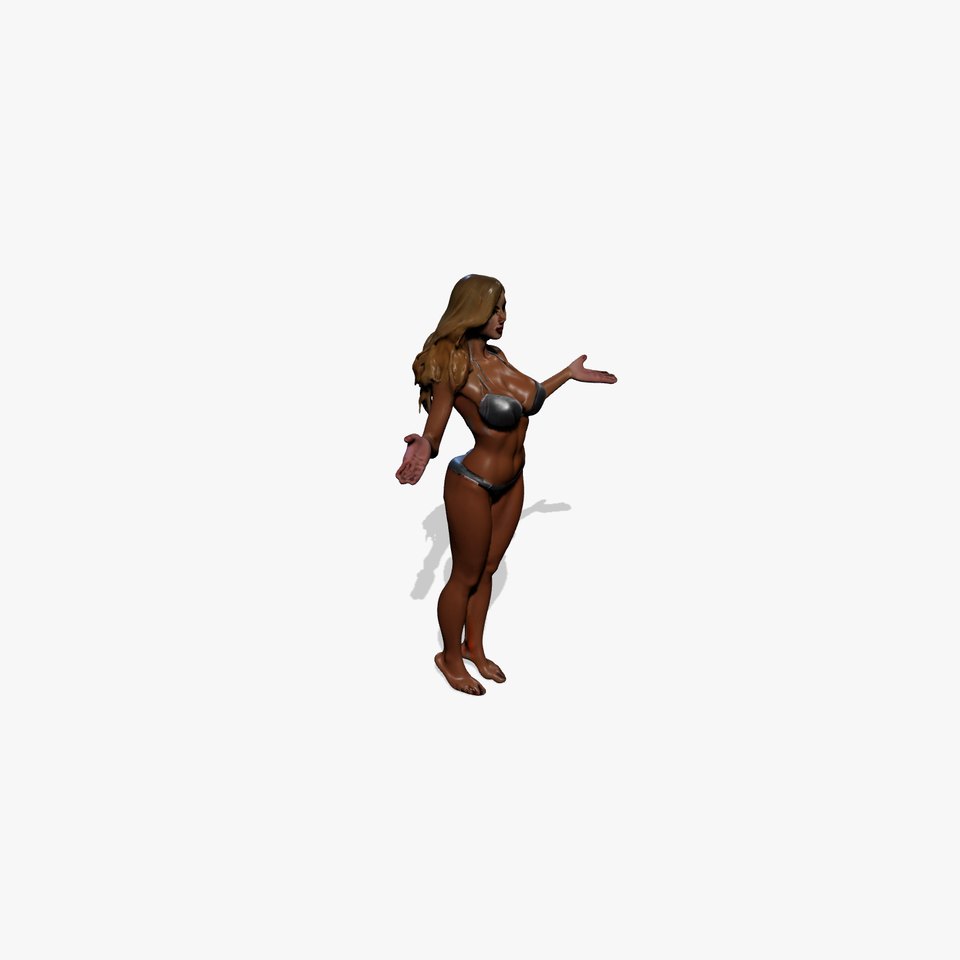 Blonde Female Character Rigged and Animated D Model