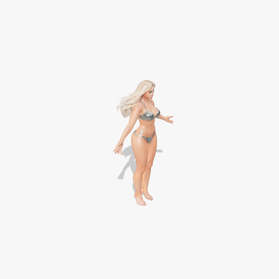 Blonde Female Character Rigged and Animated for Games and Animation