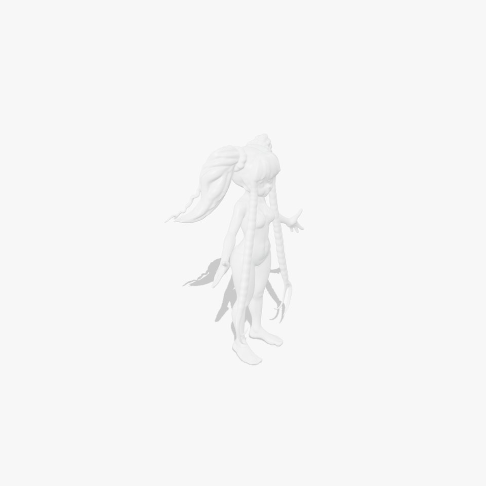 Animated Girl Character Model with Braids in Swimwear Rigged and Animated