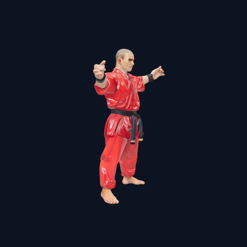 Karate Master in Red Gi Rigged and Animated D Model