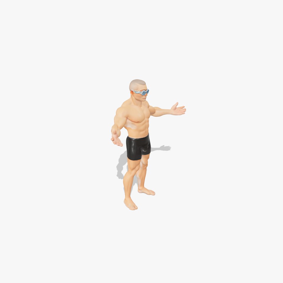 Athletic Swimmer Character Model Rigged and Animated