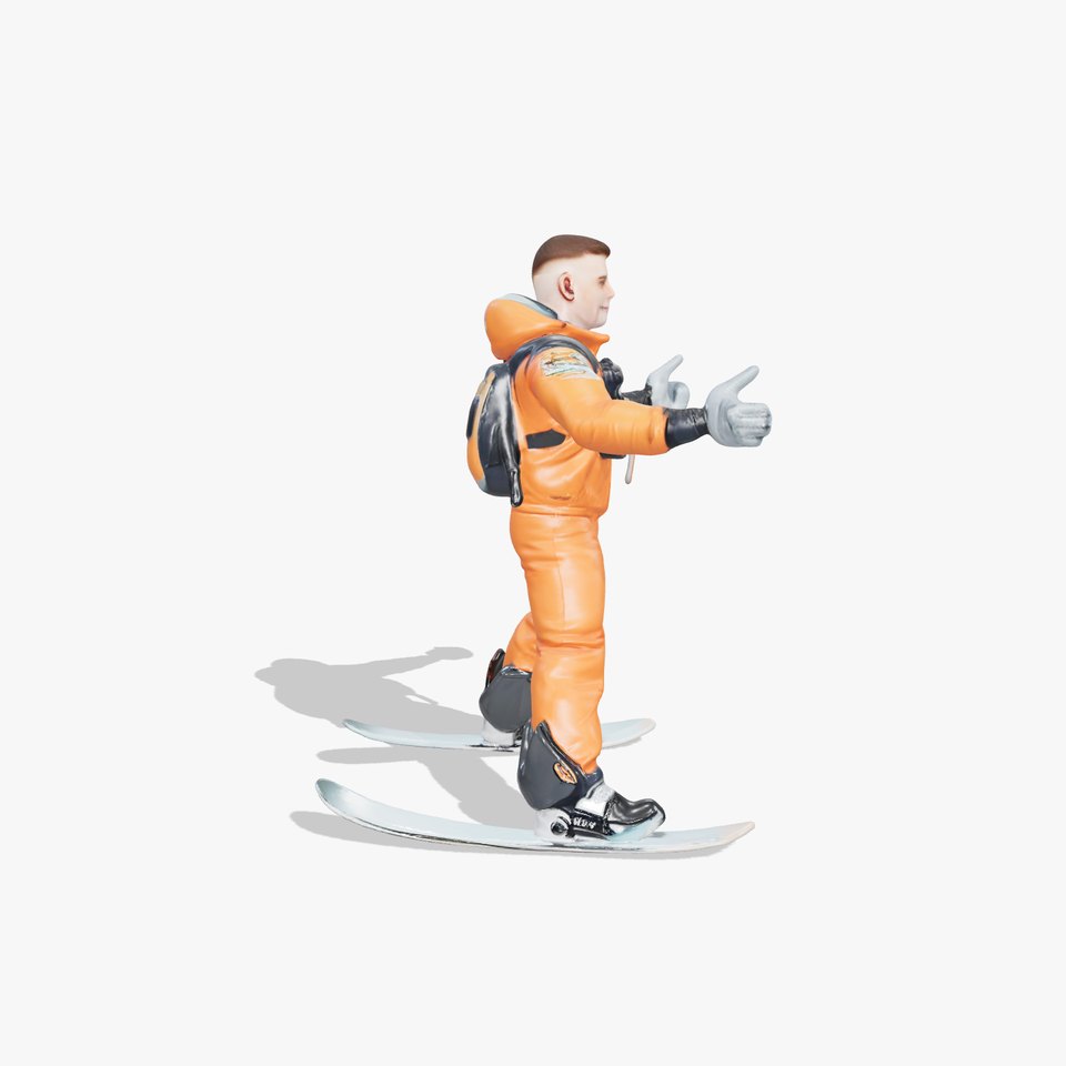 Dynamic Orange Snowboarder Character Rigged and Animated
