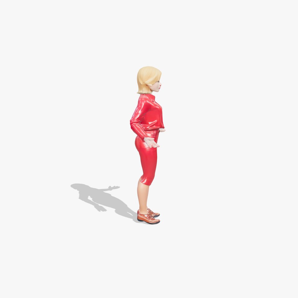 Animated Female Character in Red Outfit Rigged and Animated