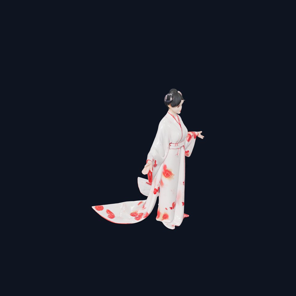 Elegant Geisha D Character Model  Rigged and Animated