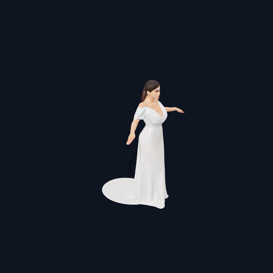 Elegant Evening Gown Character  Rigged and Animated