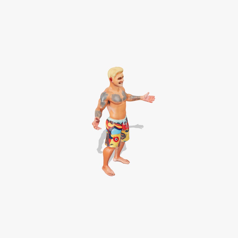 Beach Surfer Character with Tattoos  Rigged and Animated D Model