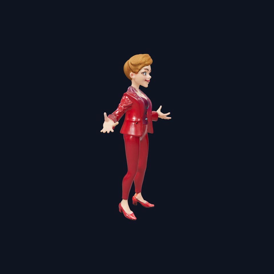 Stylish Businesswoman D Model Rigged and Animated