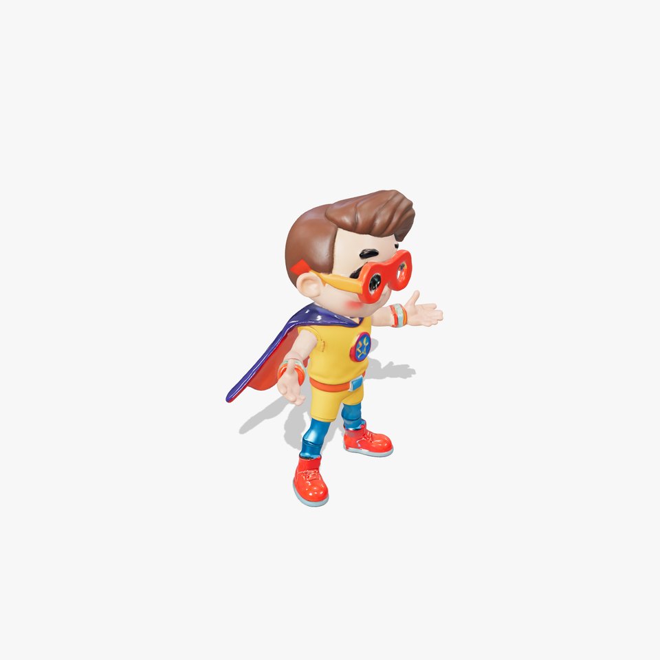 Super Kid Hero Rigged and Animated D Character Model