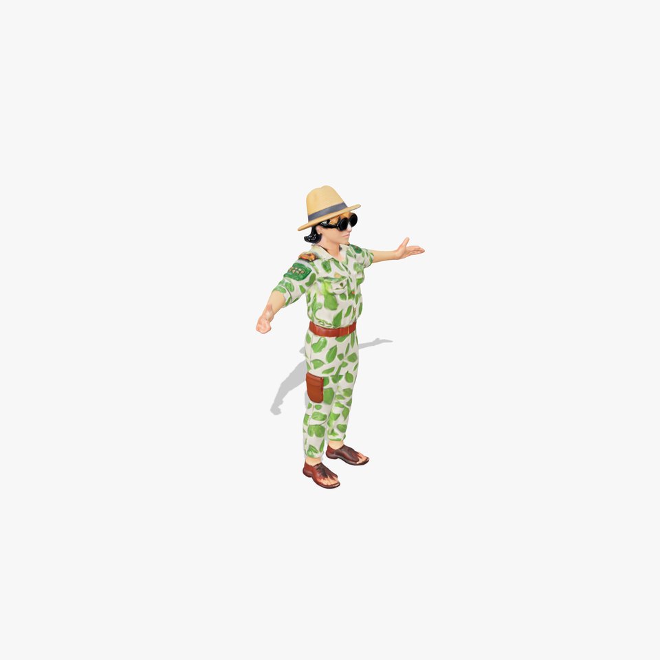 Jungle Explorer Rigged and Animated D Character Model
