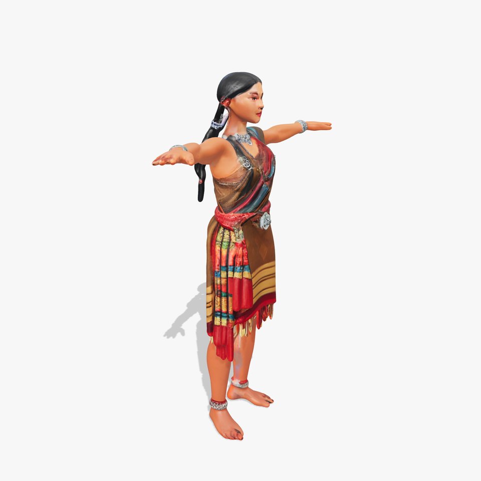 Tribal Warrior Woman  Fully Rigged and Animated D Model