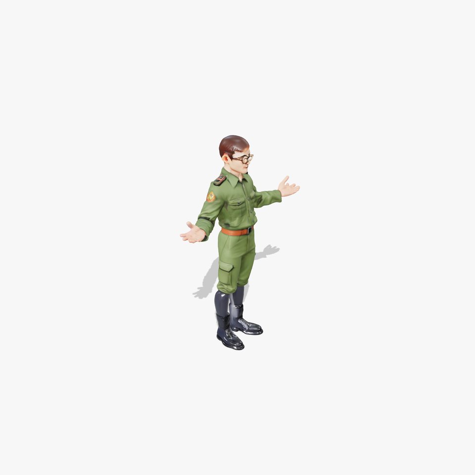 Military Cadet D Character Model Rigged and Animated