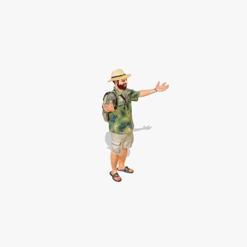 Tropical Adventurer Rigged and Animated Character Model