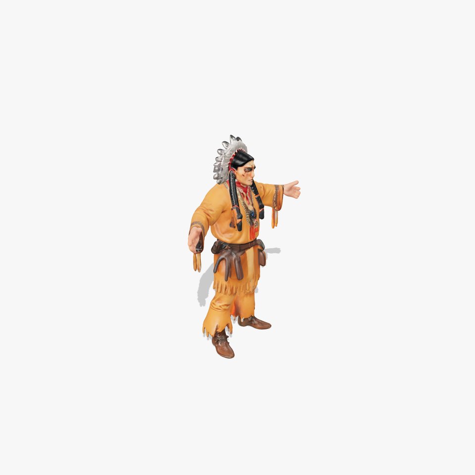 Chief Warrior Rigged and Animated D Character Model