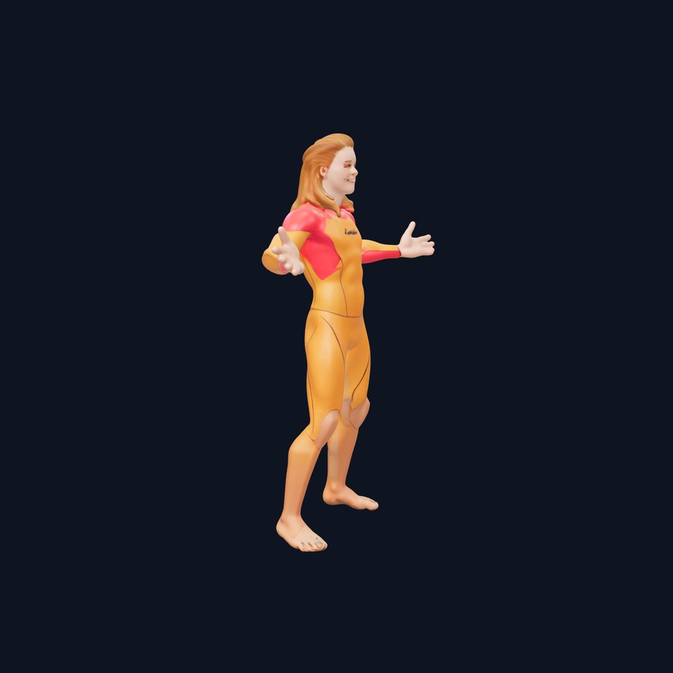 Surfing Champion Character Rigged and Animated for D Applications