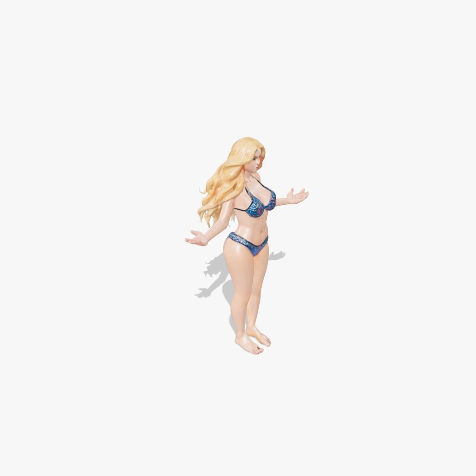 Blonde Beachwear Model Rigged and Animated