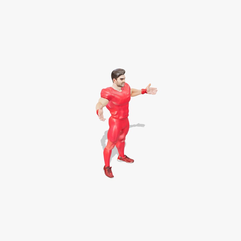 Athletic Male Character Rigged and Animated in Sporty Red Outfit