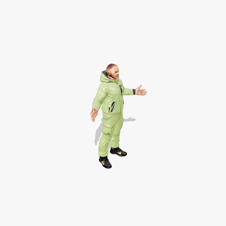 D Character Model  Green Jacket Explorer Rigged and Animated