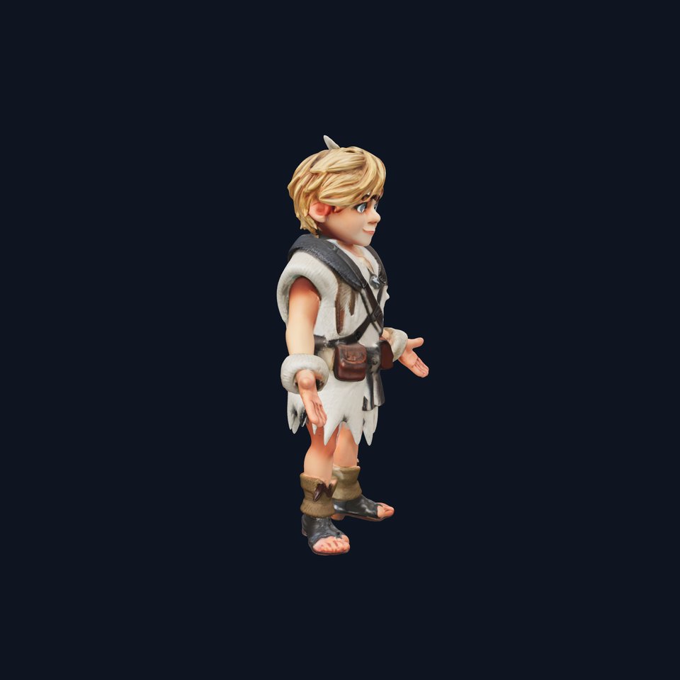Blonde Adventurer Boy Rigged and Animated D Character Model