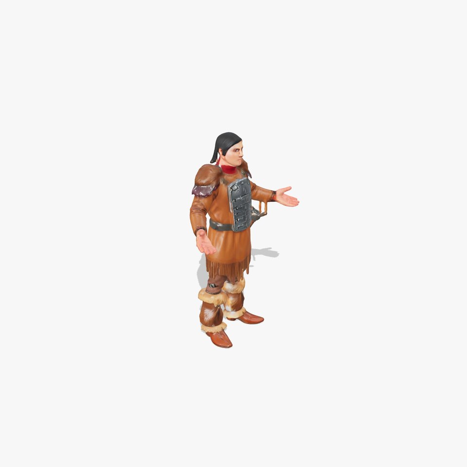 Medieval Warrior with Fur Armor Rigged and Animated D Model