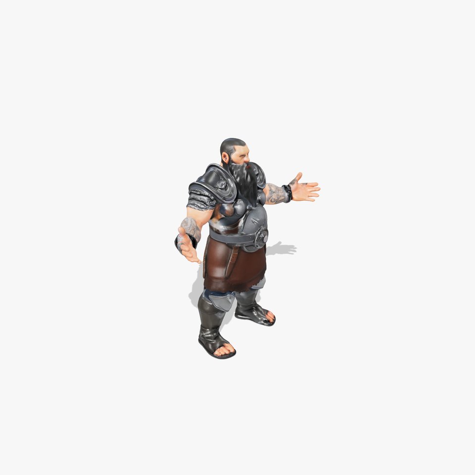 Bearded Warrior Rigged and Animated Character Model