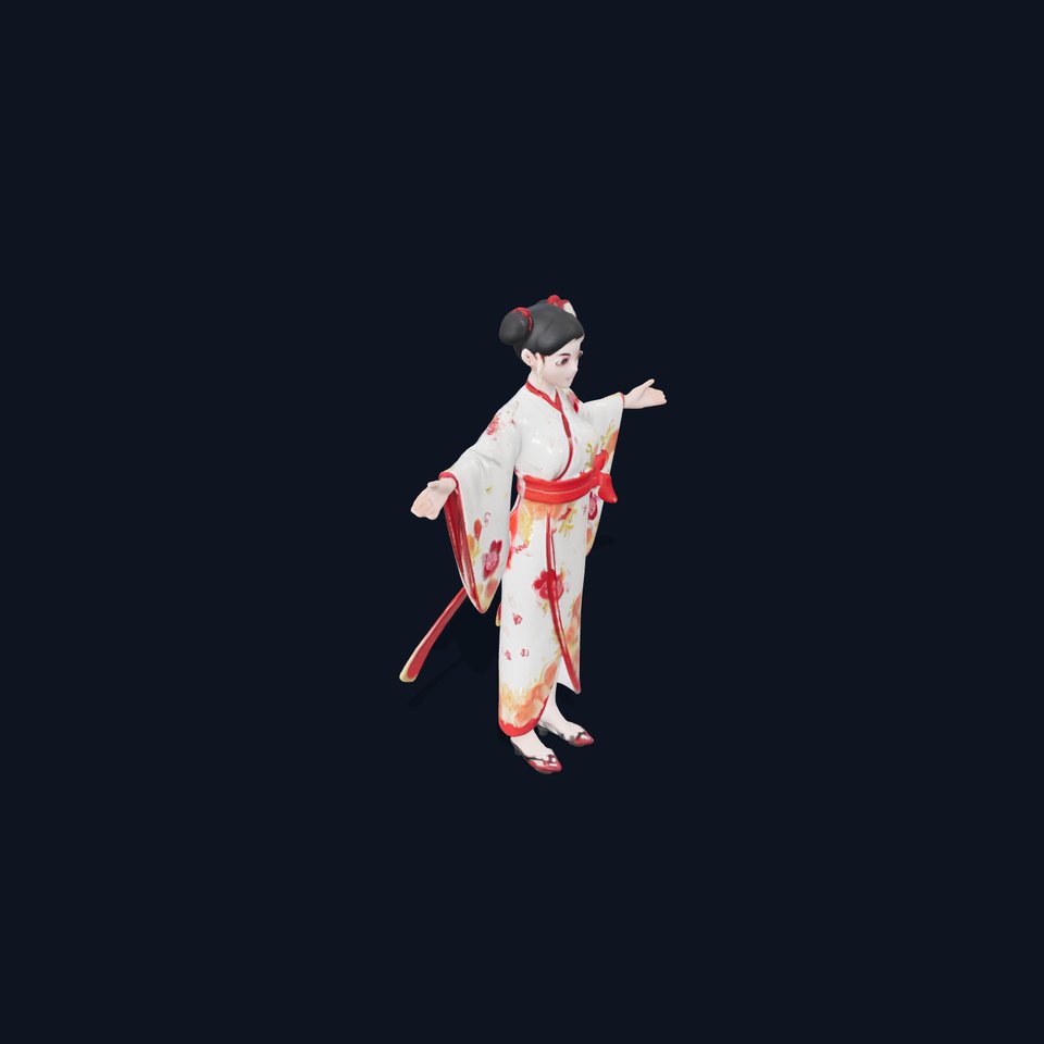 Elegant Geisha D Character Model Rigged and Animated