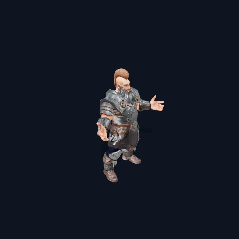 Warrior Character Rigged and Animated with Armor and Mohawk