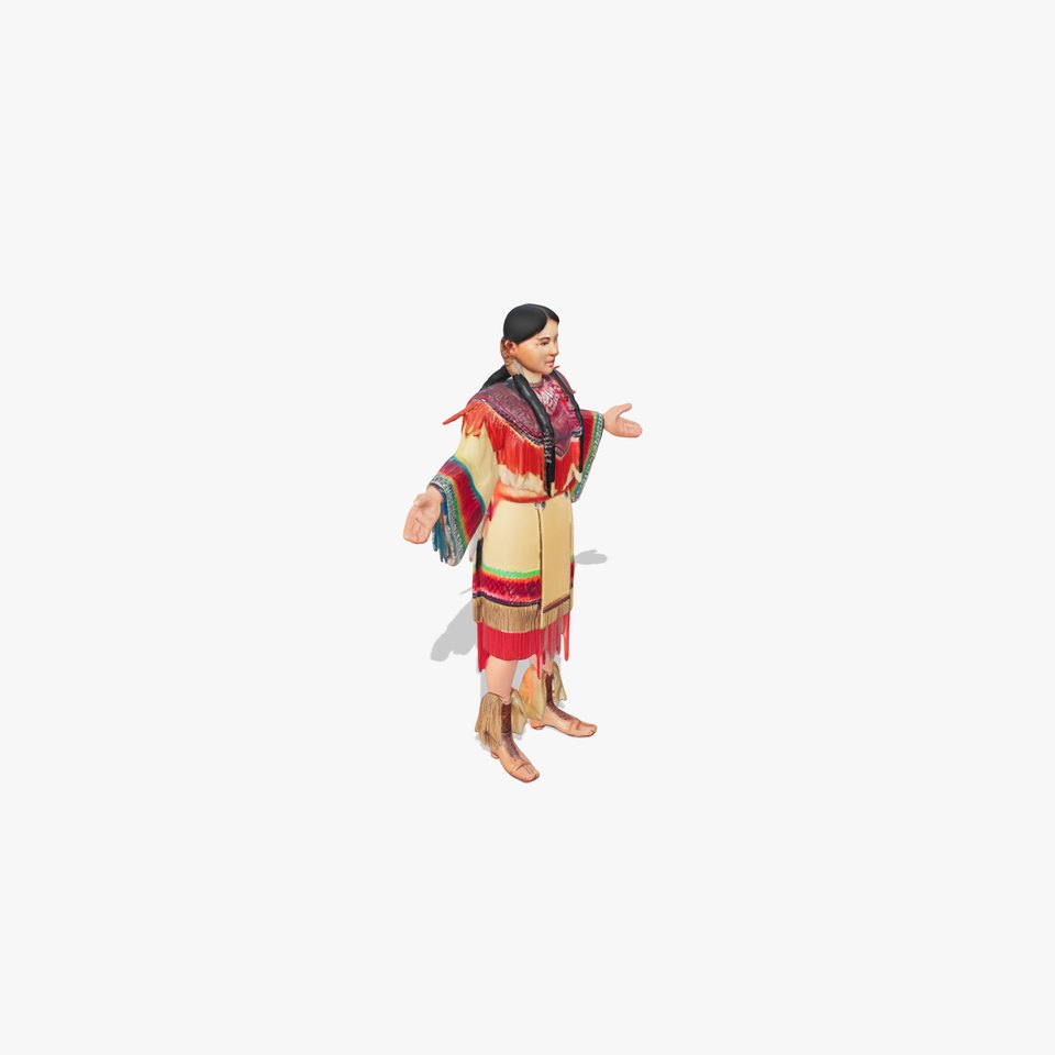 Traditional Attire Female Character Rigged and Animated
