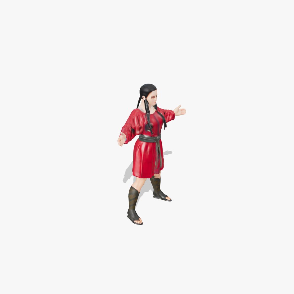 Medieval Warrior Princess Rigged and Animated D Model with Textures