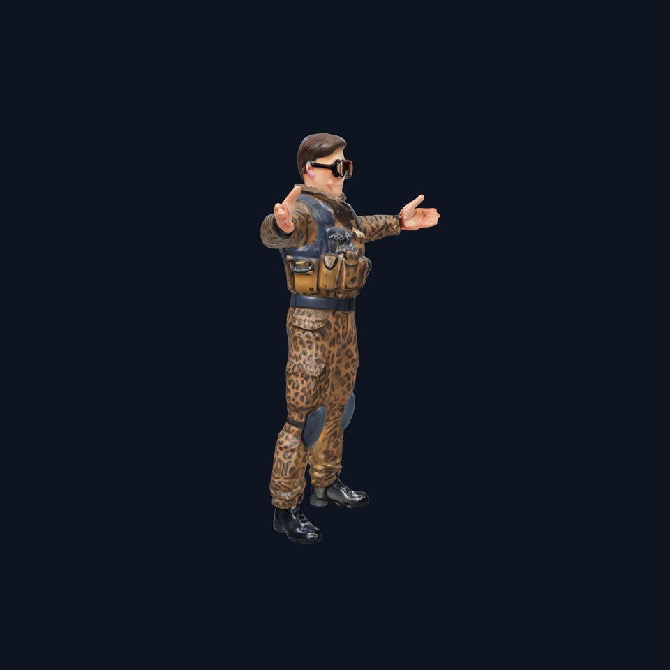 Leopard Camo Soldier Rigged and Animated D Character Model