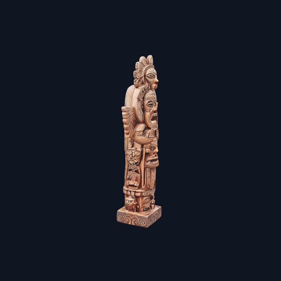 Wooden Totem Pole Model Pack with Intricate Carving Details