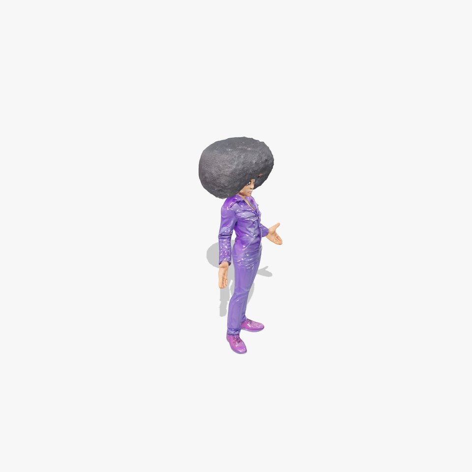 Stylish Afro Hair Character in Purple Suit Rigged and Animated