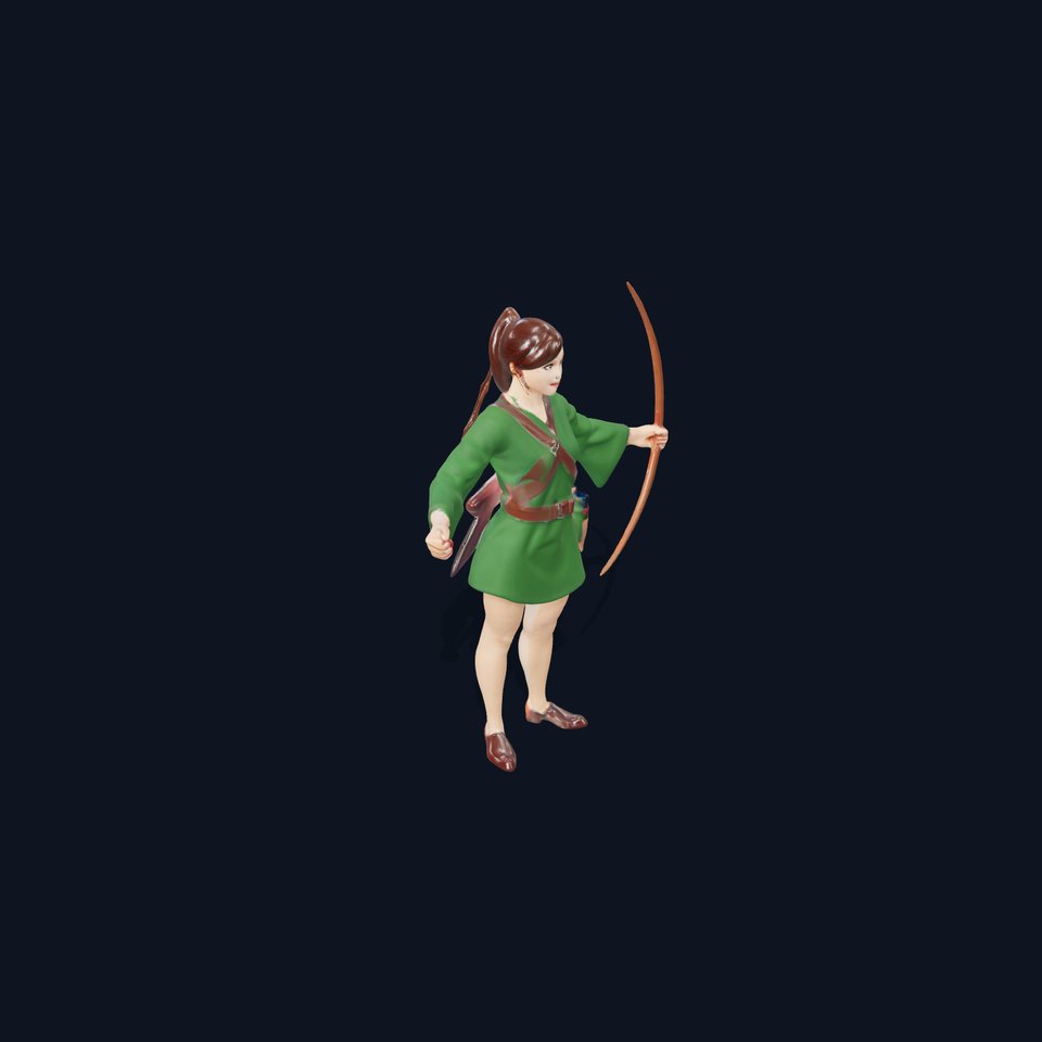Female Archer Character Rigged and Animated D Model
