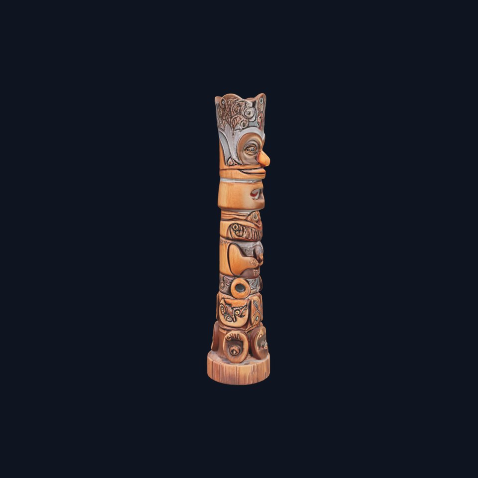 Wooden Totem Statue D Model Pack with Intricate Carvings