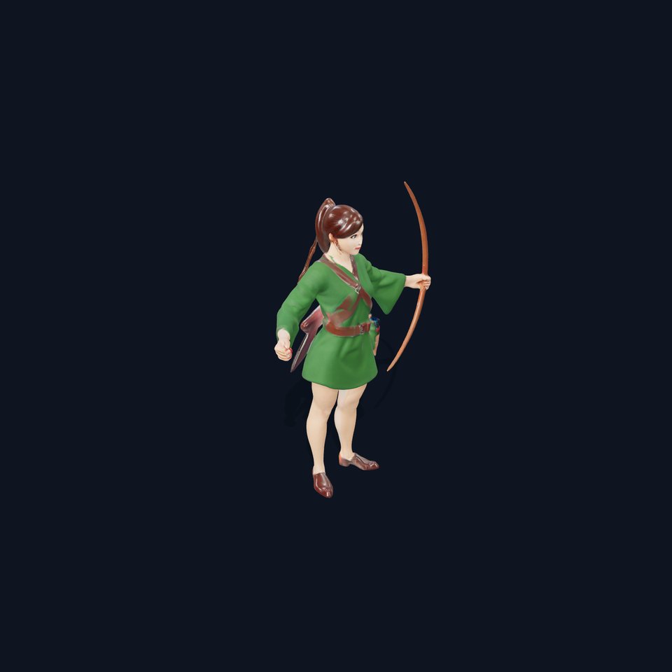 Female Archer Character D Model  Rigged and Animated