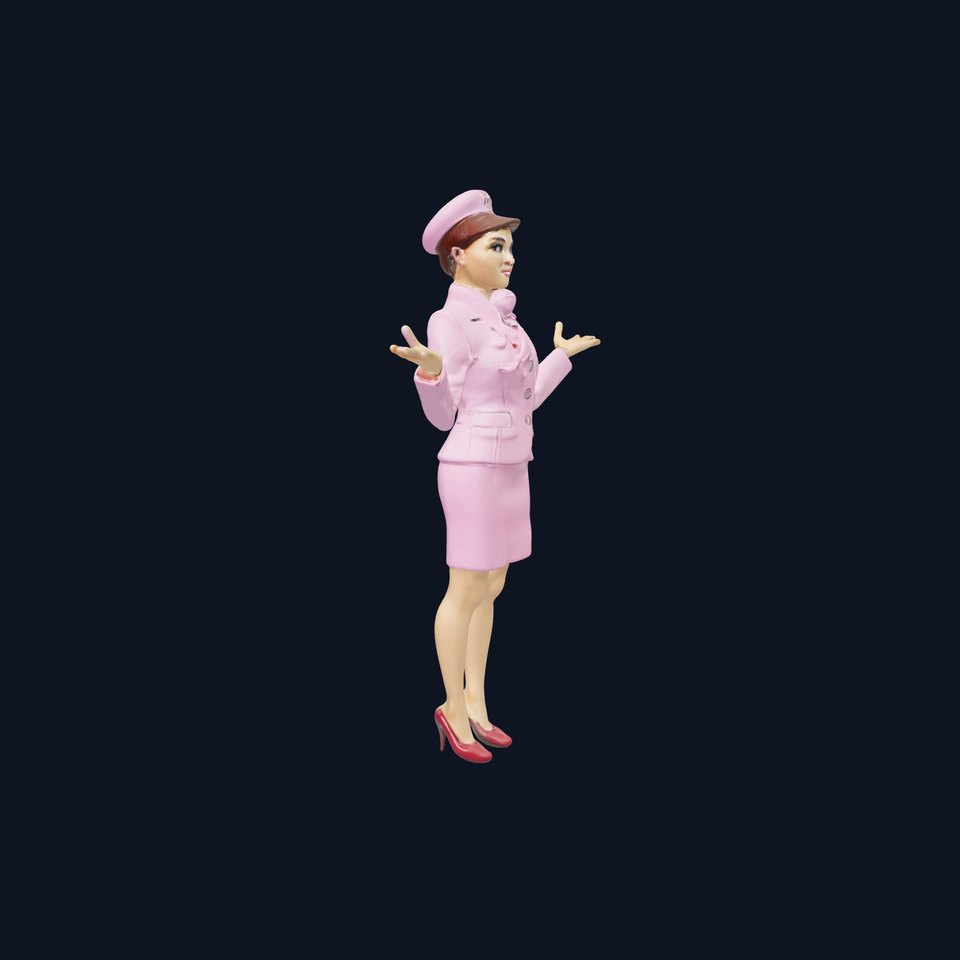 Elegant Pink Attired Female Character Rigged and Animated