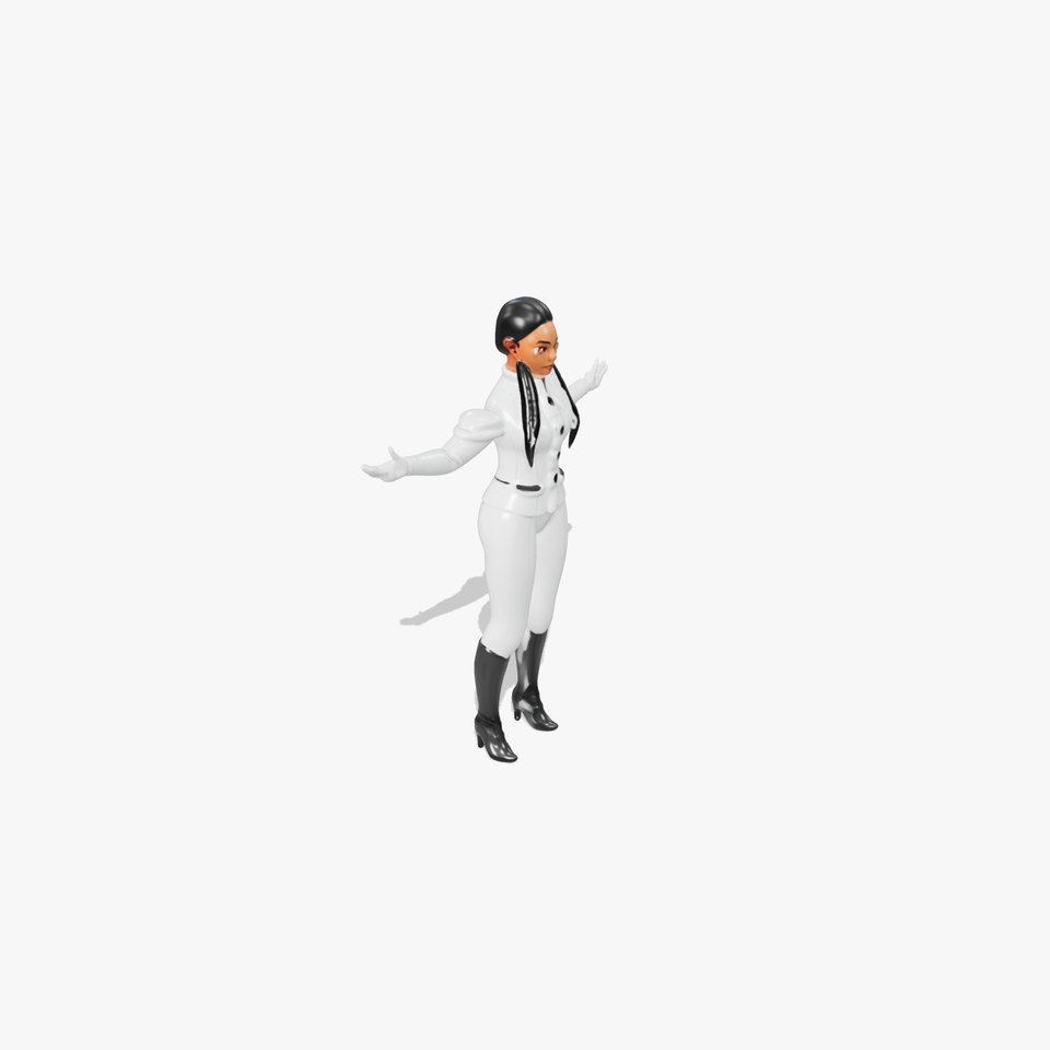 Elegant Female Character Model Rigged and Animated in White Uniform